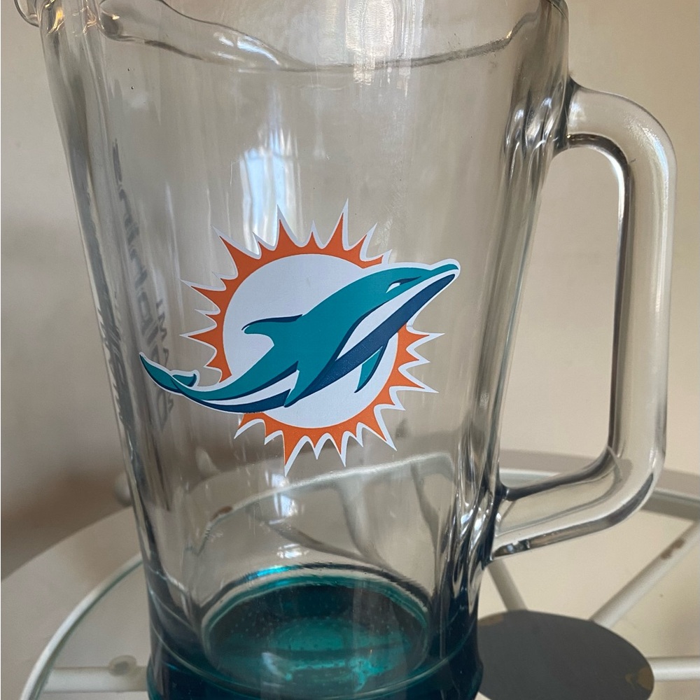 NFL Miami Dolphins Glass Pitcher with Teal and Orange Logo